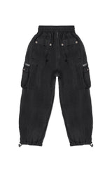 SHEER CARGO PANTS IN BLACK