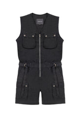 SHORT CARGO JUMPSUIT IN BLACK