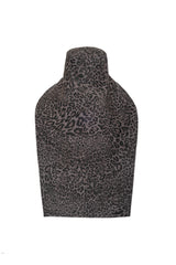 VEILED BUCKET HAT IN GREY LEOPARD