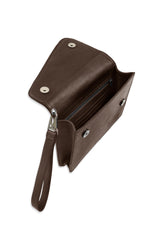 ASYM CLUTCH IN BROWN LEATHER