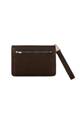ASYM CLUTCH IN BROWN LEATHER