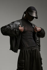 CROPPED BOMBER JACKET IN BLACK