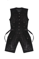 SLEEVELESS MESH JUMPSUIT IN BLACK