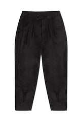 LEATHER BELTED TROUSERS IN BLACK