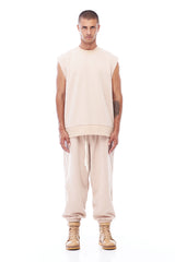 FLEECE BOXER PANTS IN TAN
