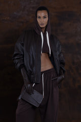 AVIATOR BOMBER JACKET IN BROWN LEATHER