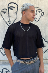 BOXER MESH SHIRT IN BLACK