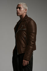 RACING JACKET IN BROWN LEATHER