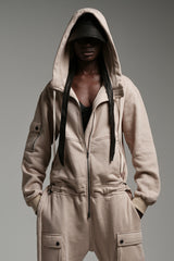 FLEECE JUMPSUIT IN TAN