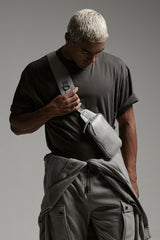 LEATHER RACER BAG IN SILVER