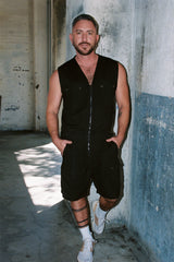 SHORT CARGO JUMPSUIT IN BLACK