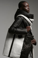 JONNY COTA accessories OS LEATHER LOGO TOTE BAG IN BLACK