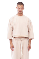 JONNY COTA aw23 BOXER FLEECE SWEATSHIRT IN TAN