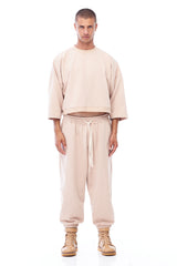 JONNY COTA aw23 BOXER FLEECE SWEATSHIRT IN TAN