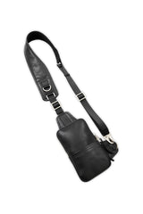 JONNY COTA aw23 OS LEATHER RACER BAG IN BLACK