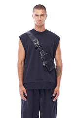 JONNY COTA aw23 OS LEATHER RACER BAG IN BLACK