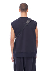 JONNY COTA aw23 OS LEATHER RACER BAG IN BLACK