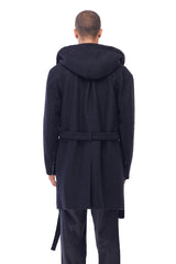 JONNY COTA aw23 TRENCH COAT WITH HOOD IN BLACK
