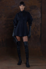 JONNY COTA AW25 COLLAR SHIRT DRESS IN BLACK