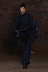 JONNY COTA AW25 COLLAR SHIRT DRESS IN BLACK