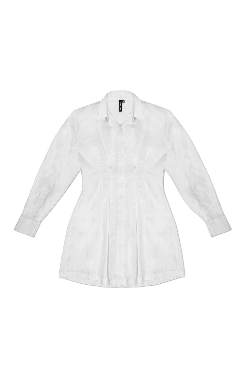 white fitted long sleeve shirt dress OW Collection Ella Shirt Dress in White