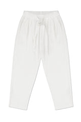 JONNY COTA LINEN BOXER PANTS IN WHITE