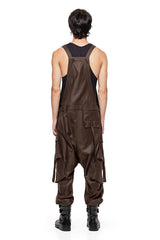 JONNY COTA mens-bottoms LEATHER CARGO OVERALL IN BROWN LEATHER