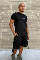 JONNY COTA mens-jumpsuit OVERALL SHORTS IN BLACK