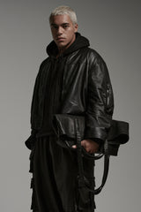 JONNY COTA mens-outerwear CROPPED BOMBER JACKET IN BLACK