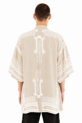 JONNY COTA mens-tops ONE SIZE / BONE TEMPLE PRINT KIMONO IN BONE
