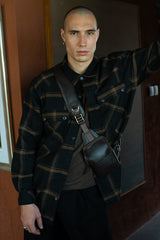 JONNY COTA mens-tops ORIGAMI FLANNEL SHIRT IN BROWN