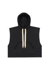 JONNY COTA mens-tops SLEEVELESS HOODIE WITH STRIPE IN BLACK
