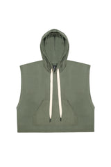 JONNY COTA mens-tops SLEEVELESS HOODIE WITH STRIPE IN GREEN