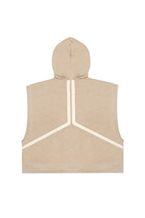 JONNY COTA mens-tops SLEEVELESS HOODIE WITH STRIPE IN KHAKY