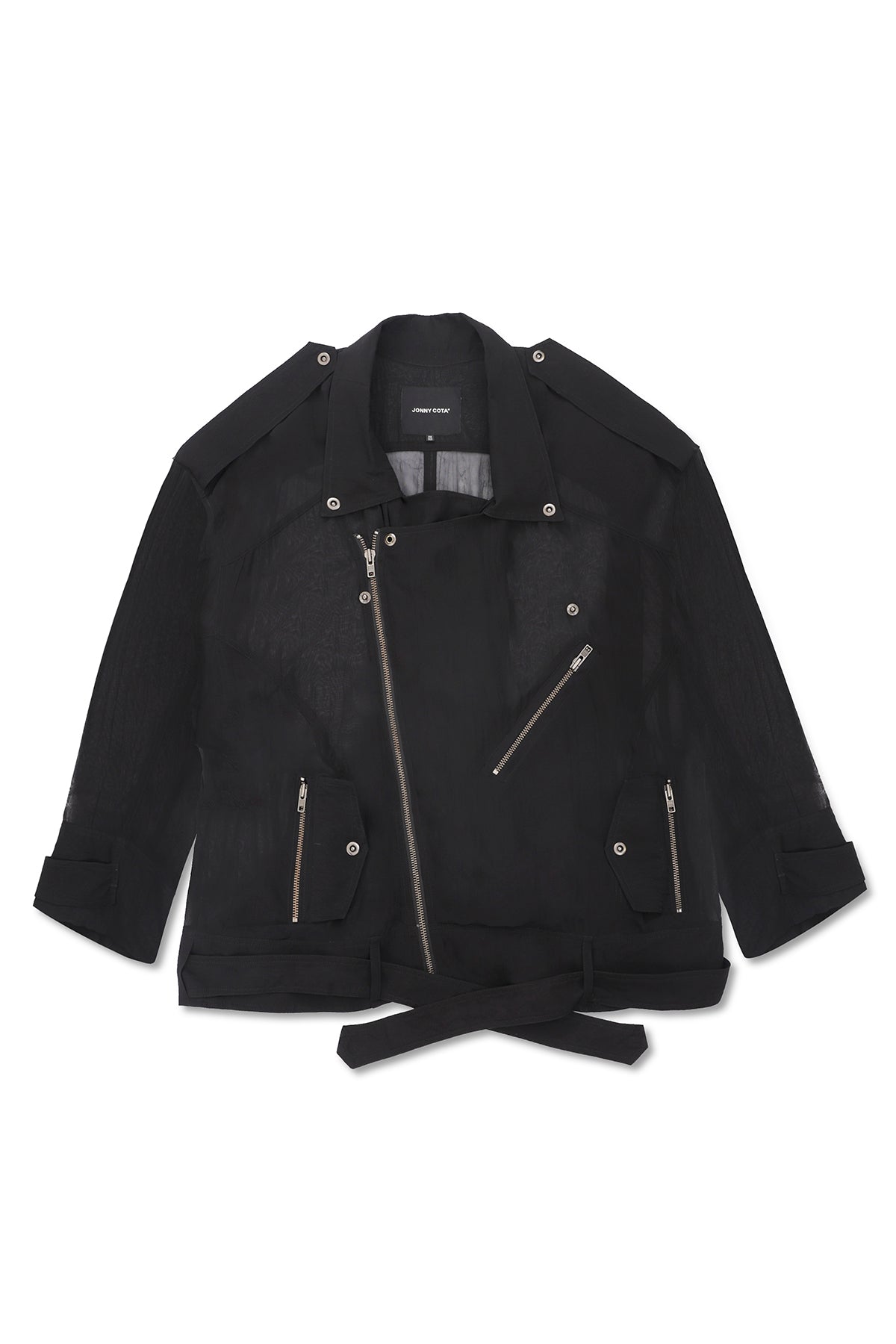 OVERSIZE SHEER MOTO JACKET IN BLACK – JONNY COTA