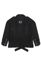 JONNY COTA OS OVERSIZE SHEER MOTO JACKET IN BLACK