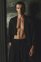 JONNY COTA OS SHEER KIMONO IN BLACK