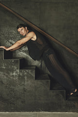 JONNY COTA SLEEVELESS SHEER JACKET IN BLACK