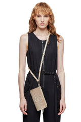 JONNY COTA womens-accessories OS LOGO PHONE WALLET IN TAN SUEDE