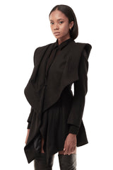 JONNY COTA womens-outerwear DRAPED HOOD COAT IN BLACK