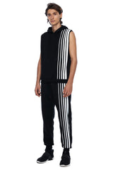 JONNY COTA mens-bottoms GRADIENT STRIPE SWEATPANTS IN BLACK