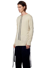 JONNY COTA MENS TOPS DRAWSTRING LONG SLEEVE SHIRT IN BONE