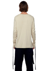 JONNY COTA MENS TOPS DRAWSTRING LONG SLEEVE SHIRT IN BONE