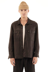 JONNY COTA mens-tops LEATHER SHIRT JACKET IN BLACK