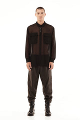 JONNY COTA mens-tops SHEER COLLAR SHIRT IN BLACK