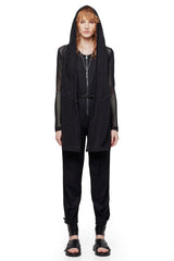 JONNY COTA MESH DRAPED HOODIE IN BLACK