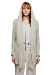 JONNY COTA MESH DRAPED HOODIE IN BONE