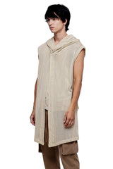 JONNY COTA MESH MONK HOODIE IN BONE