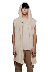 JONNY COTA MESH MONK HOODIE IN BONE
