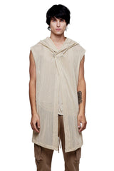 JONNY COTA MESH MONK HOODIE IN BONE